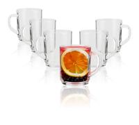 COM-FOUR® 6x verres à thé avec anse - Verre à café de 240 ml en verre borosilicate - Verres robustes pour café, thé, jus ou latte macchiato (clair - 240ml)