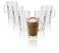 com-four® 6x verres à thé avec anse - Verre à café de 250 ml en verre borosilicate - Verres robustes pour café, thé, jus ou latte macchiato (clair - 250ml)