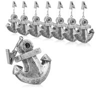 com-four 8 poids pour nappes - poids pour nappes résistantes aux intempéries avec clip - clip pour nappe au design ancre - env. 40 g (gris - ancre)