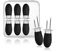COM-FOUR® 8x fourchette à maïs avec 2 dents en acier inoxydable, antirouille - brochettes de maïs réutilisables - aide à éplucher les pommes de terre en robe (08 pièces - noir)