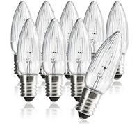 com-four® 9x bougies ondulées pour arcs Schwipp avec 7 lampes - ampoules de rechange pour guirlandes lumineuses ou pyramides - 34V / 3W, avec pas de vis E10 (09 pièces - 34V)