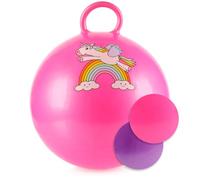 com-four Ballon sauteur avec motif licorne Ø 43 cm - Ballon sauteur gonflable avec poignée pour enfants - Pour l'intérieur et l'extérieur [choix varié] (1 pièce - Licorne multicolore)