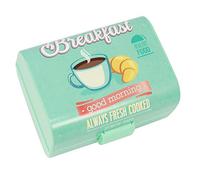 com-four® Boîte à lunch avec couvercle de style vintage - boîte à lunch à 3 compartiments - boîte à petit-déjeuner avec séparateurs 17 x 13 x 10 cm (1x Grande Boîte - Café)