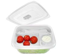 com-four® Boîte à lunch blanche avec couverts et récipient à sauce - Boîte à bento pour le travail, l'école, l'université et les voyages (01 pièce - blanc - 19 cm)