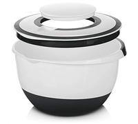 com-four® Bol mélangeur 5 l avec couvercle - saladier - récipient de conservation des aliments et bol de cuisson (1 pièce - noir)