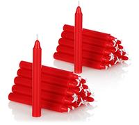 Com-four® Bougies d'Arbre de Noël en Cire - 40 Petites Bougies Pyramidales pour Noël - Ø 11 x 105 mm (40 Pièces - Rouge)
