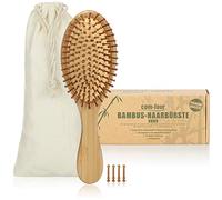 COM-FOUR® Brosse à cheveux naturelle en bambou, brosse écologique