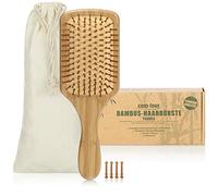 COM-FOUR® Brosse à cheveux naturelle en bambou, brosse plate avec poils