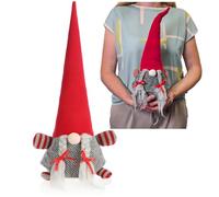 com-four® butée de Porte, arrêt de Porte pesant 1,4 kg dans Un Design de GNOME de Noël, butée pour fenêtres et Portes, Contre Les Courants d'air (Wichtel - rote Mütze grauer Zopf)
