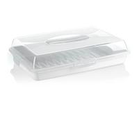 com-four® cake container - boîte de transport pour gâteaux et aliments - récipient de conservation avec couvercle et poignée - plateau de service blanc (01 pièces - design 2 blanc)