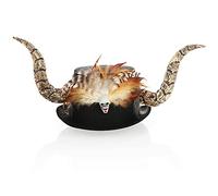 com-four® Chapeau Voodoo, Couvre-chef pour soirées à thème Carnaval | Halloween et Jour des Morts - Chapeau Noir avec Plumes - crâne et Cornes - Accessoires de Costume
