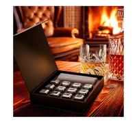 COM-FOUR® Coffret cadeau de pierres à whisky, 12 glaçons en acier