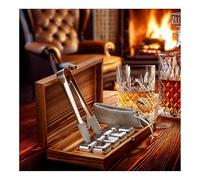 COM-FOUR® Coffret Cadeau Pierres à Whisky, 8X glaçons en Acier Inoxydable | Pierres à glaçons réutilisables
