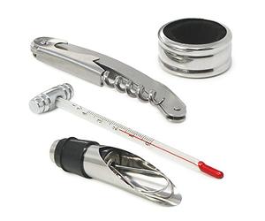 COM-FOUR® Coffret de départ pour sommelier 4 pièces, coffret cadeau dans une boîte en métal fine pour les amateurs de vin - ouvre-bouteille avec tire-bouchon (04 pièces dans un coffret cadeau)