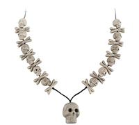 com-four® Collier Skull pour Halloween - Collier avec pendentifs tête de mort et os - Accessoires pour costumes - Accessoire pour homme et femme (01 pièce - collier tête de mort)