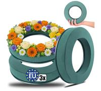 com-four® composé de rempotage 3X pour compositions Florales en Forme d'anneau - Mousse Florale pour Fleurs fraîches - éponge pour Mariage, Pâques et Anniversaire (03 pièces - Bague)