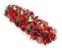 COM-FOUR® Couronne de l'Avent oblongue, Chandelier de Noël pour 4 Bougies