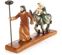 com-four® crèches avec bougeoirs - décorations de Noël chrétiennes - présentoir en polyrésine - Marie, Joseph et Jésus sur Un âne - Escapade en Egypte (Jeu de la Nativité - Marron)