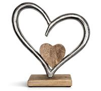 com-four® cœurs Premium en métal sur Socle en Bois de manguier avec Patins