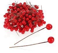 com-four® Décoration de Dispersion 300x, Branches décoratives avec Baies, brins décoratifs à Disperser comme Fournitures d'artisanat, embellir des Cadeaux (300 pièces - Fruits Rouges)