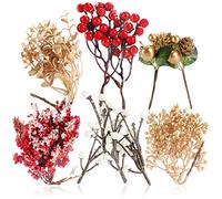 Com-four® Décoration de Noël - Branches Décoratives pour Travaux Manuels - Kit de Bricolage - Pot-pourri comme Décoration de Table (6X Sacs : Brindilles)