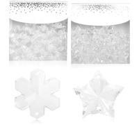 com-four® Décoration en Cristal Acrylique - étoiles et Flocons de Neige - Pierres décoratives Transparentes pour la décoration de Table ou à Suspendre [la sélection varie] (étoiles/Flocons)
