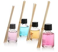 COM-FOUR® Désodorisant 4x, parfum d'ambiance enchanteur en quatre superbes parfums, flacon d'huile parfumée avec bâtonnets en bois, parfum d'ambiance parfumé (4 pièces - 30 ml chacune - Mélanger)