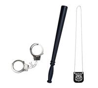 COM-FOUR® Ensemble d'accessoires de costume Police - tenue et accessoire idéaux pour le carnaval, l'Halloween (03 pièces - set de police 3)