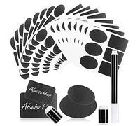 COM-FOUR® Ensemble d'autocollants pour tableau noir de 150 pièces - Ensemble de lettrage avec autocollants à la craie, stylos à craie et éponges effaçables (150 pièces - étiquettes)