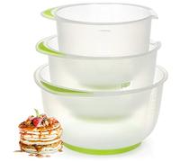 com-four® ensemble de 3 bols à mélanger antidérapant - bol à fond avec arrêt - bol à mélanger avec bec verseur - lavable au lave-vaisselle - 1,5 L, 2 L, 2,5 L (3 pièces - vert)
