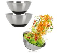com-four® Ensemble de 3 bols en acier inoxydable - Saladier en 2 tailles - Bol à mélanger 750/1300 ml - Bol en acier inoxydable pour la cuisson et le service (3 pièces - Ø 15,5/19cm)