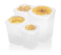 com-four® Ensemble de 4 bocaux de conservation avec couvercle | stockage pour aliments - pâtes - muesli - fruits - légumes - collations - bocal en vrac