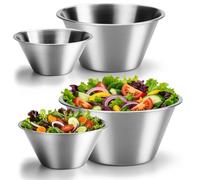 com-four® Ensemble de 4 bols en acier inoxydable - saladier empilable - bol en acier inoxydable pour la cuisson, le service et les collations - bol à mélanger - bols en métal - bols à trempette