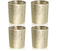 com-four® Ensemble de 4 photophores - lanternes dorées pour Bougies Chauffe-Plat et Petites Bougies piliers - photophore avec décoration d'étoiles - décoration de Table (4X Couleur Or)