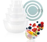 com-four® Ensemble de 5 bols à mélanger avec couvercle - saladiers en 5 tailles - bols à pâtisserie 0,4/0,8/1,5/2,5/4,4 litres - bols lavables au lave-vaisselle (Couvercle - vert pastel)