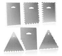 COM-FOUR® Ensemble de 6 spatules - spatule à gâteau en aluminium - outil de modelage pour la pâtisserie et la cuisine - étaleur avec 23 motifs (6 pièces - spatule)