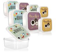 com-four® Ensemble de 8 boîtes de rangement - boîtes à lunch de quatre tailles - boîtes de rangement pour le camping, les pique-niques et les voyages - contenants (8 pièces - Breakfast)