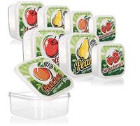 com-four® Ensemble de bocaux de conservation de fruits 8 pièces - Boîtes à lunch de quatre tailles - Boîte de rangement pour le camping, les pique-niques et les voyage (8 pièces - fruits)