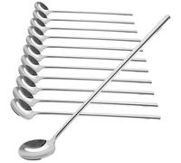 COM-FOUR® Ensemble de cuillères 12 pièces - cuillère à long manche - cuillère à latte macchiato - cuillère à glace - cuillère à café - cuillère à dessert (12 pièces - cuillères à latte 17cm)