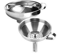 COM-FOUR® Ensemble d'entonnoirs 2 pièces en acier inoxydable 304 - entonnoir avec tamis pour conserver les bocaux à ébullition - avec goulot de remplissage (02 pièces - mélange d'acier inoxydable)