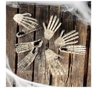 com-four® Ensemble d'os 8 pièces - Décoration d'halloween - Mains et Pieds en Plastique - Os Artificiels comme décoration Anatomique pour Les fêtes (Mains et Pieds)
