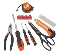 COM-FOUR® Ensemble d'outils de 19 pièces pour bricoleurs avec tournevis enfichables, embouts divers, ruban à mesurer, pinces, couteau et ciseaux (19 pièces - ensemble d'outils avec des ciseaux)