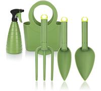 com-four® Ensemble d'outils de Jardin Premium - Outils légers et Pratiques pour Enfants et Seniors - avec pulvérisateur et Sac de Transport, Robustes pour Un Jardinage Facile (5 pièces Vertes)