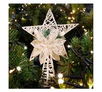 com-four® étoile déco Noël - décoration métallique avec Aiguilles de Sapin, Fleur et Baie - étoile Blanche à Poser (White Classic Star XL)