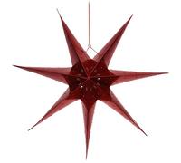 COM-FOUR® Étoile Lumineuse en 3D avec éclairage LED en Blanc Chaud à Suspendre, étoile en Papier Robuste, Superbes décorations de Noël (1 pièce - Rouge)