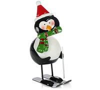 com-four® Figurine de Pingouin en Métal pour Décoration de Noël - Manchot Debout Bancal en Tôle