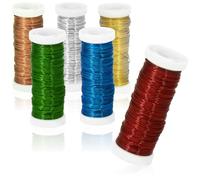 COM-FOUR® Fil à relier 6x 30 m en 6 couleurs pratiques, fil de bobinage pour travaux manuels et modelage, Ø 0,37 mm (6 pièces - chacune 30m - 6 couleurs)