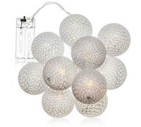 com-four® Guirlande lumineuse LED boule - éclairage avec 10 LEDs au décor scandinave - décoration pour Noël, anniversaires, mariages ou fêtes