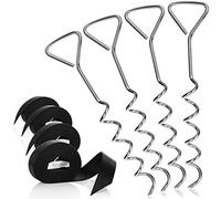 COM-FOUR® Kit d'ancrage au Sol pour Tente 8 pièces avec Sangle de Tension - kit de Fixation de Tente - ancrages au Sol pour bâches, Pavillons et auvents (04 pièces - ancrage au Sol avec Sangle)