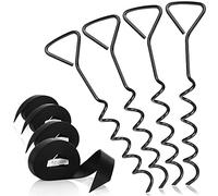 COM-FOUR® Kit d'ancrage au Sol pour Tente 8 pièces avec Sangle de Tension - kit de Fixation de Tente - ancrages au Sol pour bâches, Pavillons et auvents (04 pièces - ancrage au Sol Noir)